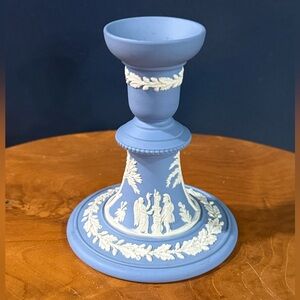 Wedgwood Blue Jasperware Made in England Candlestick Holder
